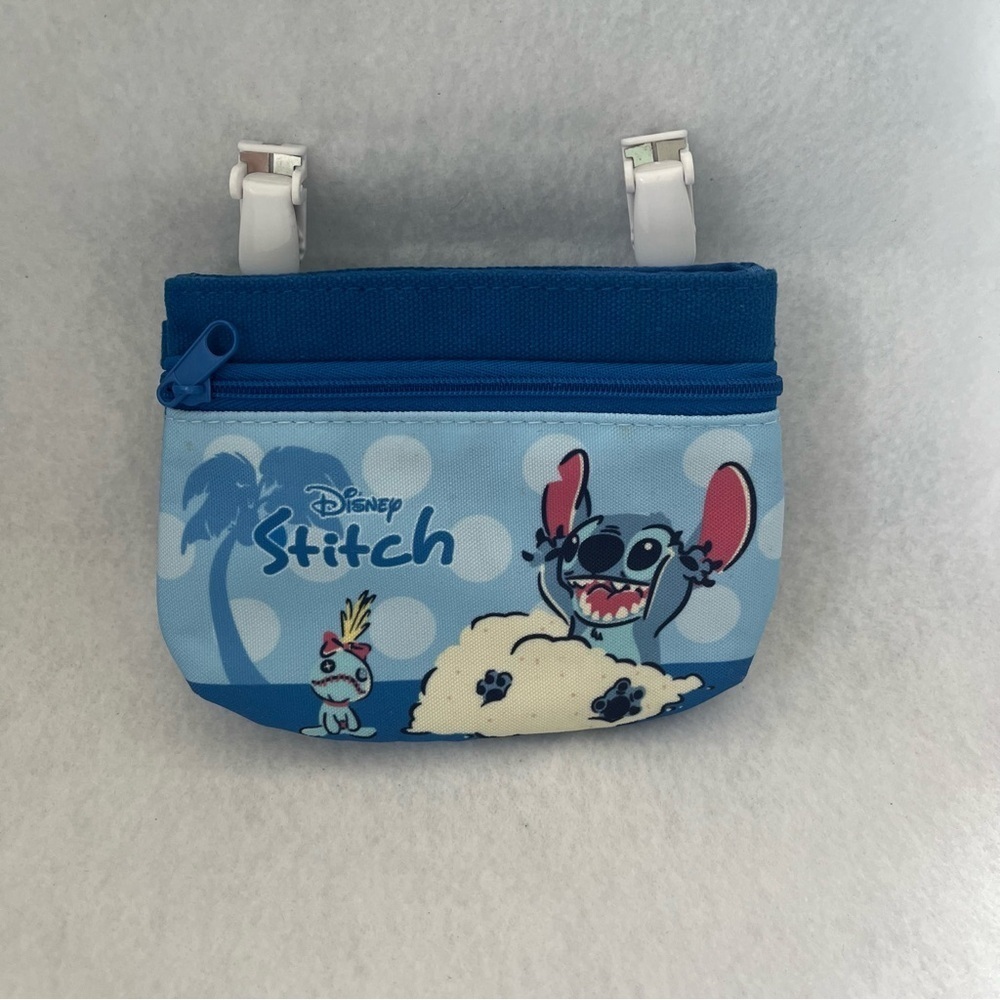 STITCH Small Clip On Pouch Blue Disney Japan Zipper Pocket Scrump